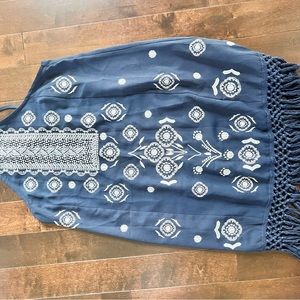 Fringe embroidered dress